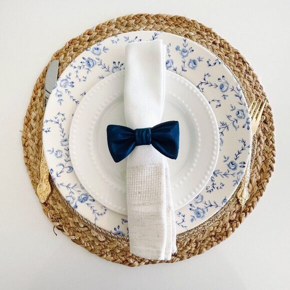 Stylish Bow Napkin Rings – Navy Blue - Handmade - Wedding Party Event Planner - Picture 1 of 13